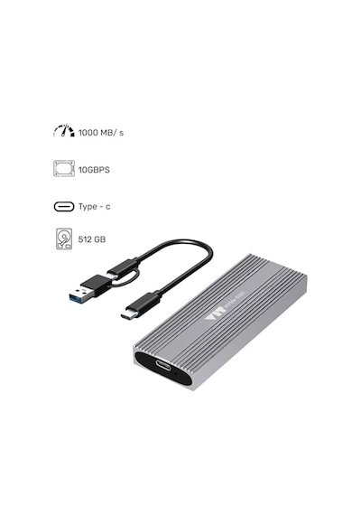 Vıt Taşınabilir 512gb Harici Ssd Usb 3.1 Gen 2 10gbps Metal Kasa V512gb