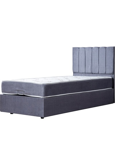 Cesur Tek Kişilik Baza Başlık Letto Yatak Seti Açık Gri 90 x 190