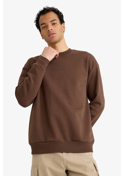 Defacto Boxy Fit Bisiklet Yaka Baskılı Sweatshirt X8282az25aubn539 Kahve-bn539