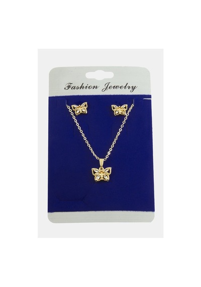 Kelebek Zirkon Taşlı Set Kolye Çok Renkli 88137622