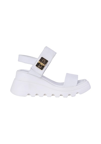 Albishoes Albini 2610401 Hakiki Deri Dolgu Topuk Kadın Sandalet Beyaz