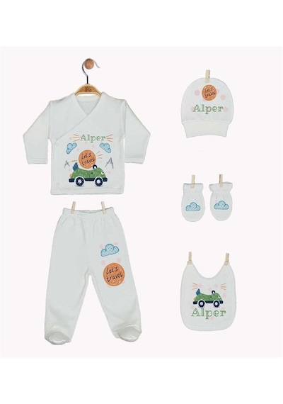 Pia Baby Gl 1901-07 İsme Özel Battaniye Zıbın Set Krem