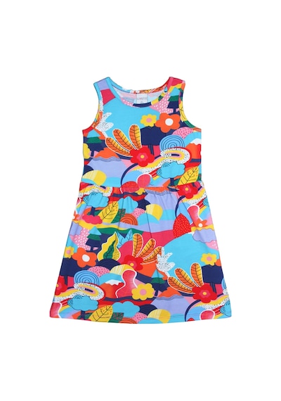 Lovetti Kız Çocuk Sunny Garden Desen Kolsuz Elbise 5757-115 Çok Renkli