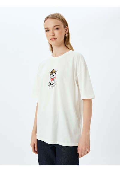 Koton Ayı Baskılı Bisiklet Yaka Kısa Kollu Oversize Tişört Ekru 5sal10099ık Ekru Koton Ayı Baskılı Bisiklet Yaka Kısa Kollu Oversize Tişört Ekru 5sal10099ık Ekru