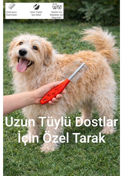 Duffa Çift Taraflı Kedi Ve Köpek Tüy Açma Tarağı, Köpek Kıtık Açıcı Bakım Tarağı, Ergonomik Metal Tarama
