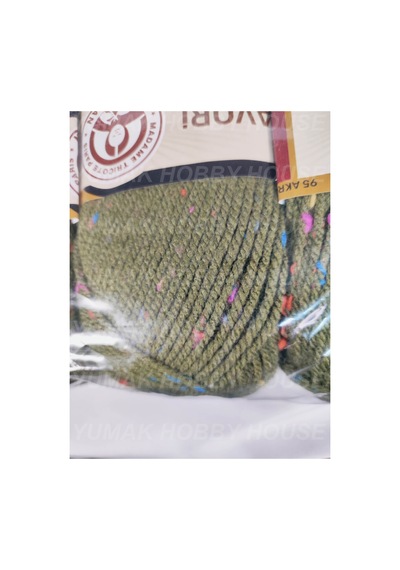 Favori Tweed Haki El Örgü İpi 3 Adet - Renk: 077a