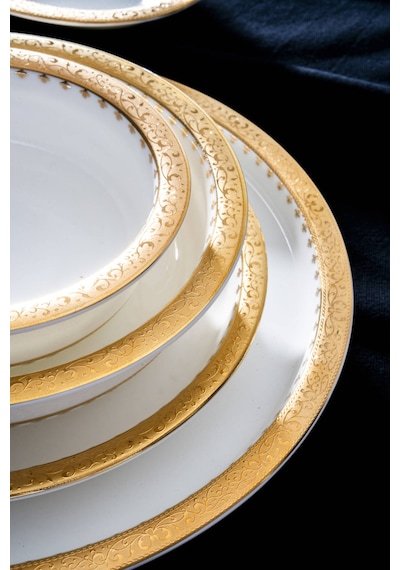 Acar Oriente 12 Kişilik 60 Parça Yemek Takımı Beyaz/gold