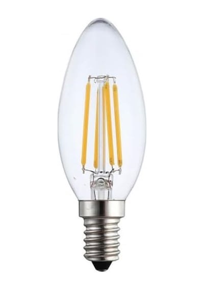 Amberled 10 Adet Buji Ampul 4w Şeffaf Filament Rustik Led Ampul E14 Duy, 3200k Günışığı Işık - Cata - Avize Ampulü