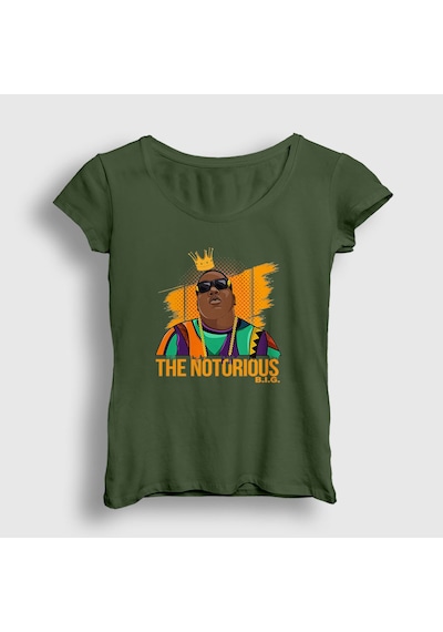 Presmono Kadın King The Notorious Bıg T-shirt Haki