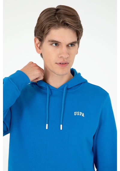 U.S. Polo Assn. Erkek Kapüşonlu Kobalt Mavi Basic Şardonlu Sweatshirt 50295176-VR077