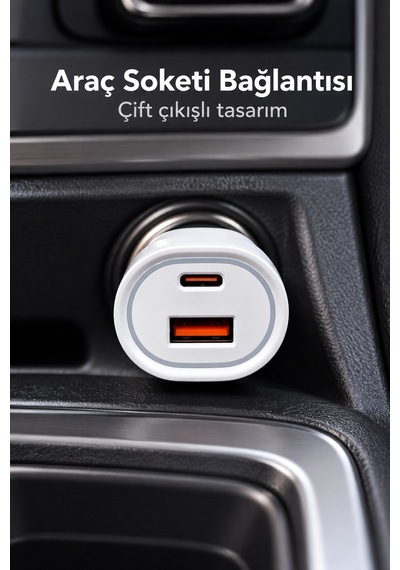 Tek Type C Ve Usb A Çift Çıkışlı Araç Şarj Aleti Najmaddin Diğer