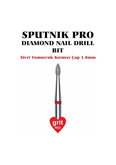 Elmas Sivri Tomurcuk Freze Kırmızı Çap 1,8mm
