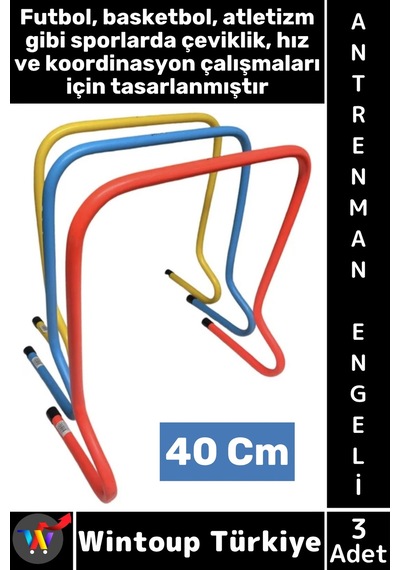 Antrenmanmalzemesi Futbol Basketbol Atletizm Fitness Hız Çeviklik Antrenman Engeli 40 Cm X 3 Adet Çok Renkli