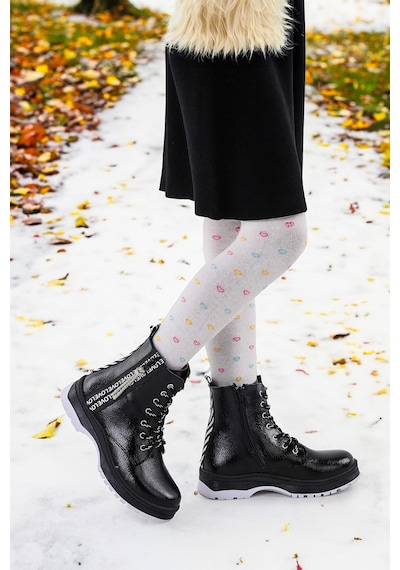 Kiko Kids Termo Taban Kız Çocuk Bot 622 Çatlak Siyah