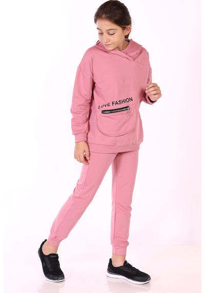 Toontoy Kids Kız Çocuk 2'li Takım Baskılı Kapüşonlu Torba Cepli Asimetrik Sweatshirt & Beli Paçası Lastikli Cepli Jogger Eşofman Altı - 2 İpilk Gül Kurusu Toontoy Kids Kız Çocuk 2'li Takım Baskılı Kapüşonlu Torba Cepli Asimetrik Sweatshirt & Beli Paçası Lastikli Cepli Jogger Eşofman Altı - 2 İpilk Gül Kurusu