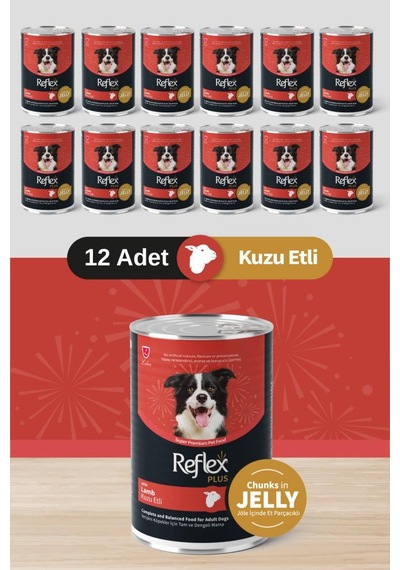 Reflex Plus Parça Kuzu Etli Köpek Konservesi 12x400 Gr