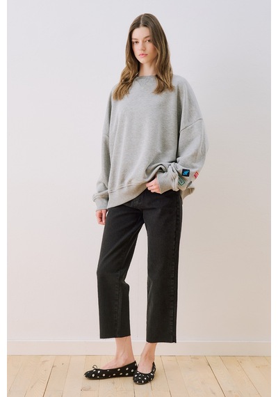 Manuka Oversıze Etiketli Sweatshırt Gri Melanj Ss26swt00003-743
