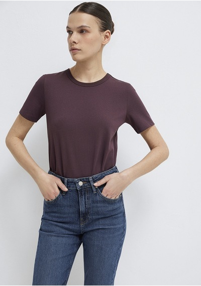 Mavi - Bordo Basic Tişört 1614067-70223 Bordo