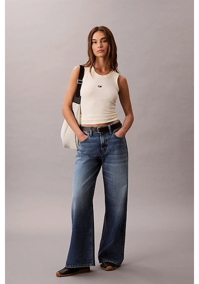 Calvin Klein Jeans Kadın Modal Fitilli Beyaz Bluz Lv044c900g-pba Beyaz