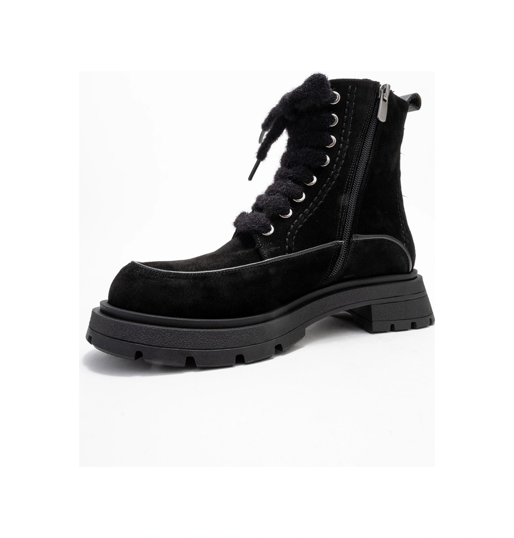 Luvishoes Luvi Shoes Mına Siyah Süet Hakiki Deri Kadın Postal Bot Siyah Süet