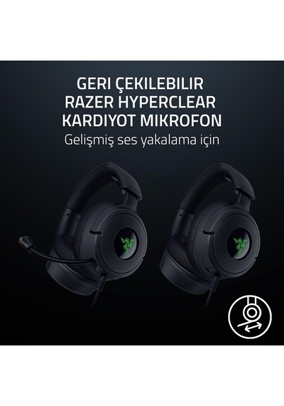 Kraken V4 X - Kablolu Pc Oyun Kulaklığı Triforce 40mm Sürücüler, Geri Çekilebilir Kardioid Mikrofon, 7.1 Surroun