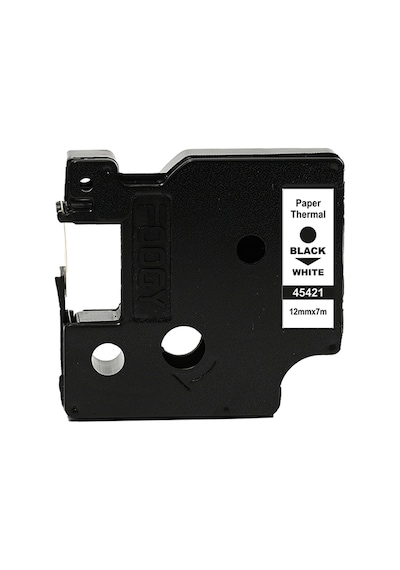 Foogy Dymo D1 Etiket Muadili Kağıt 12MM X 7 M Beyaz-Siyah