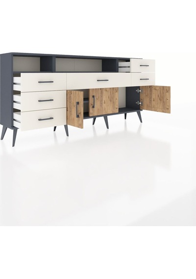 Arges Konsol 3 Raflı 6 Çekmeceli 3 Kapaklı 176x30x83 Antrasit-çam/aytaşı Çam/aytaşı Arges Konsol 3 Raflı 6 Çekmeceli 3 Kapaklı 176x30x83 Antrasit-çam/aytaşı Çam/aytaşı