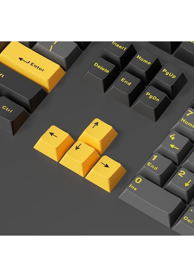Mekanik Klavye Pbt Çift Baskı Keycap Seti Siyah -gri -sarı 128 Tuşlu Keycap