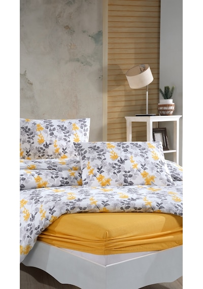 Elart Nevresim Takımı Pamuklu Tek Kişilik 3 Parça Flores Sarı-Sarı-160x220Cm