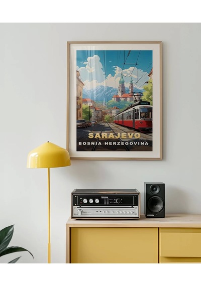 Çerçevesiz Poster Dağların Gölgesinde Sarajevo Şehir Manzarası