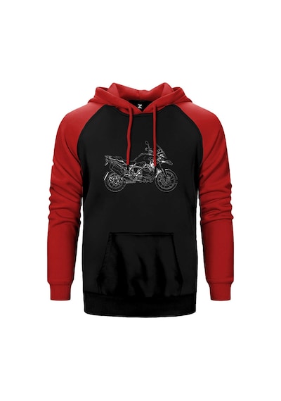 Bmw Gs 1200 Portre Kırmızı Renk Reglan Kol Kapşonlu Sweatshirt Kırmızı
