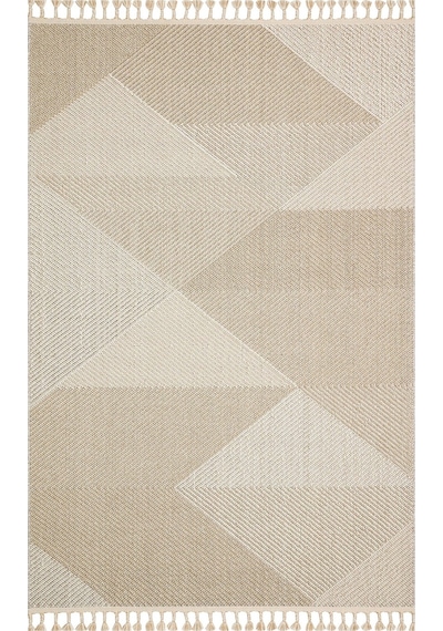 Soho Sh 08 Beige Hav Vermeyen Özel Ipler Ile Üretilen Etnik Örgü Desenlere Sahip Makine Halısı