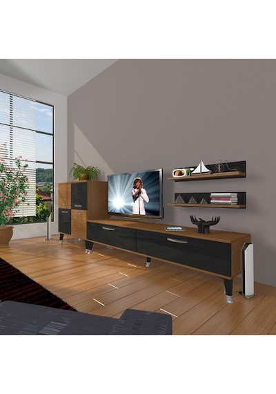Decoraktiv Eko On Slm Std Silver Tv Ünitesi Tv Sehpası Ceviz - Siyah