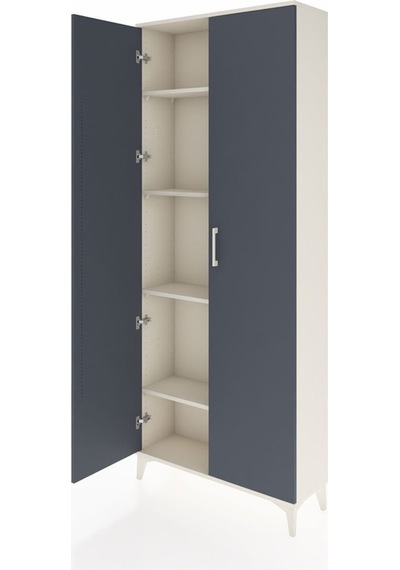 Arges Dolap 5 Raflı Tek Çekmeceli 4 Kapaklı 88x30x221 Antrasit-antrasit Aytası
