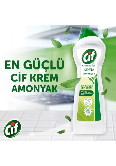 Cif Krem Amonyaklı Yüzey Temizleyici 3 x 750 ML