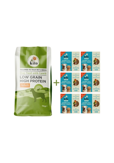 Kito Kuzu Etli Yetişkin Köpek Maması 7 KG + Kito Fresh Levrek Etli Köpek Yemeği 6'lı