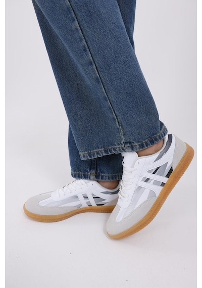 Dijital Baskı Unisex Beyaz-füme Sneaker Ayakkabı Beyaz-füme
