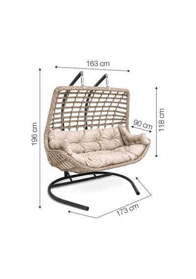 Niron Balina Çift Kişilik Rattan Bahçe Salıncağı Cappucino - Minderli Konfor Sütlü Kahverengi Niron Balina Çift Kişilik Rattan Bahçe Salıncağı Cappucino - Minderli Konfor Sütlü Kahverengi