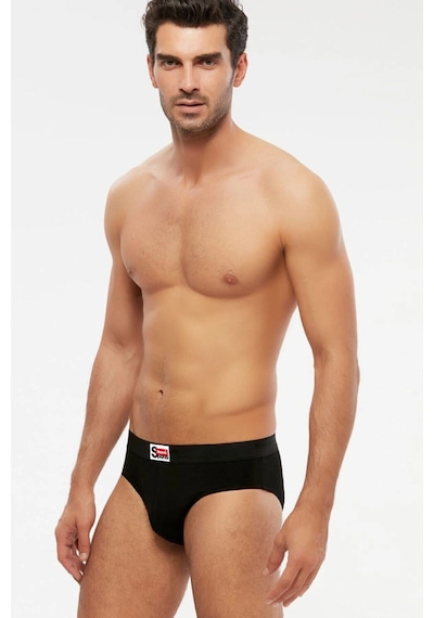 Kom Erkek Siyah Ariel Silip Spor Kesim Slip Külot 2'li Paket Beyaz