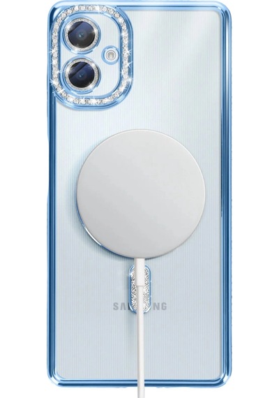 Samsung Uyumlu Galaxy A06 Joke Simli Magneticsafe Kılıf Mavi,