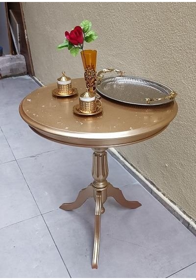 Fiskos Eko 90501 Baba 3 Kayın Ayak 60 Cm Hareketli Mdf Tabla Parlak Gold El Yapım