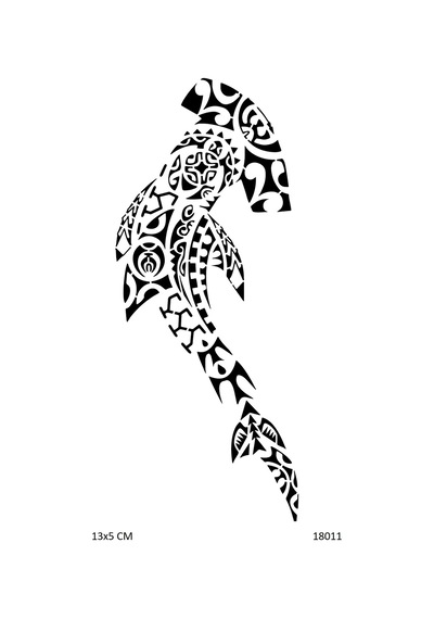 Airbrush Tattoo Tribal Çekiç Balığı Yapışkanlı Stencil Süsleme Ve Boyama Kalıbı