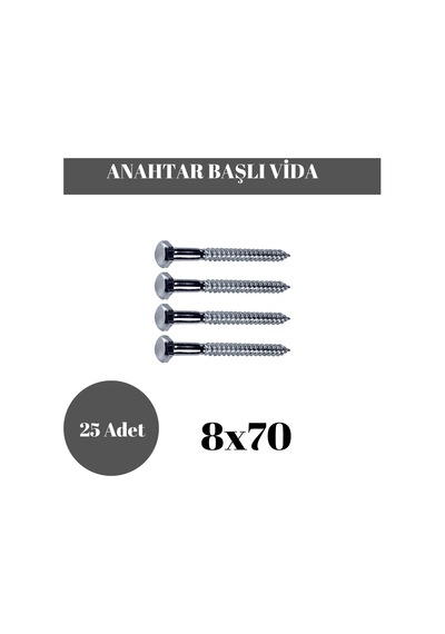 Trifon Vida 8x70 Mm Altı Köşe Anahtar Başlı Vida 25'li Paket 8 x 70 MM
