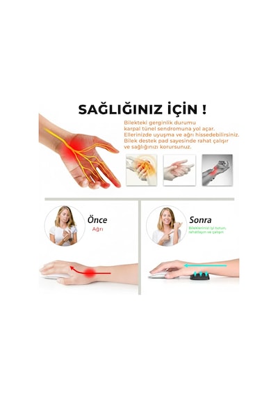 Ortopedik Klavye Bilek Destek Kaydırmaz Taban Ergonomik Klavye Önü Bilek Destek Pedi - Al5372
