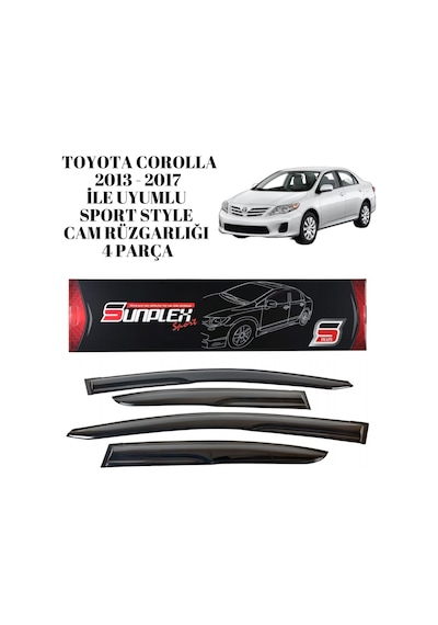 Toyota Corolla 2013 2014 2015 2016 2017 İle Uyumlu Sport Style Cam Rüzgarlığı 4 Parça Sunplex 1 Adet