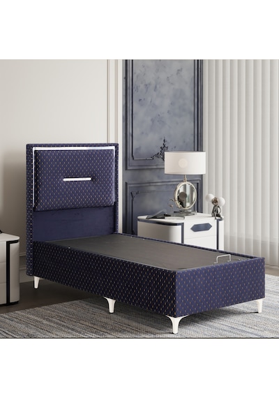 Lina Lacivert Tek Kişilik Sandıklı Baza + Ortopedik Pedli Yatak + Klapalı Başlık 3 Lü Set Konuma Özel Teslimat 90 x 190 CM