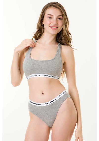 Parlingerie Sporcu Büstiyer Takım Gri