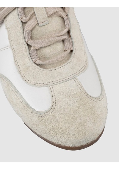 Hakiki Deri Latte Süet Kadın Sneaker Ayakkabı Bej