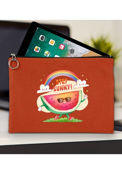 Bk Gift Yaz Temalı-7 Kiremit Tablet Çantası 30x21cm, Apple iPad Uyumlu Çantası, Baskılı Tablet Kılıfı Kılıf