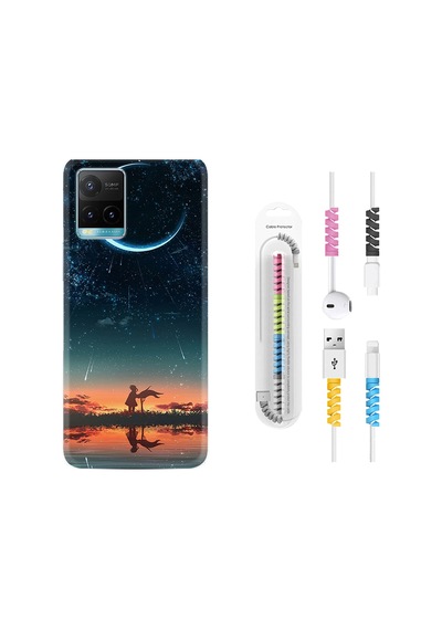 Vivo Y21S Kılıf Kablo Koruyuculu Ay Ve Kız 1720